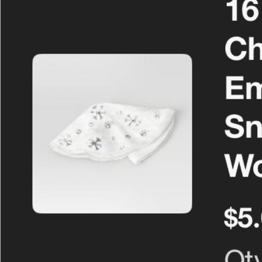 Wondershop by Target 16” faux fur mini tree skirt - embroidered sequin snowflake